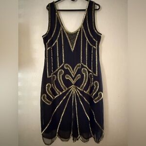 Elegant Black and Gold Women's Dress